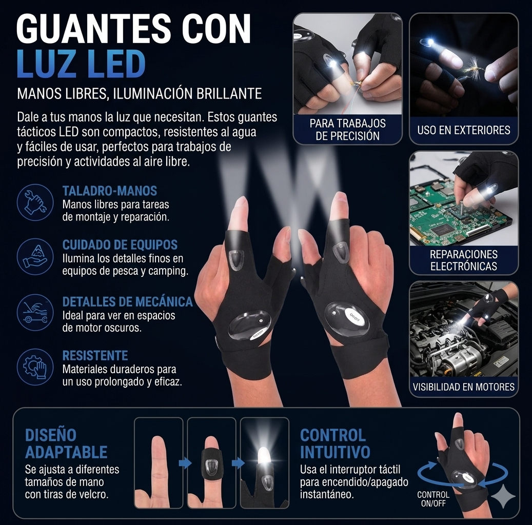 Guantes de Trabajo con iluminación 1 par