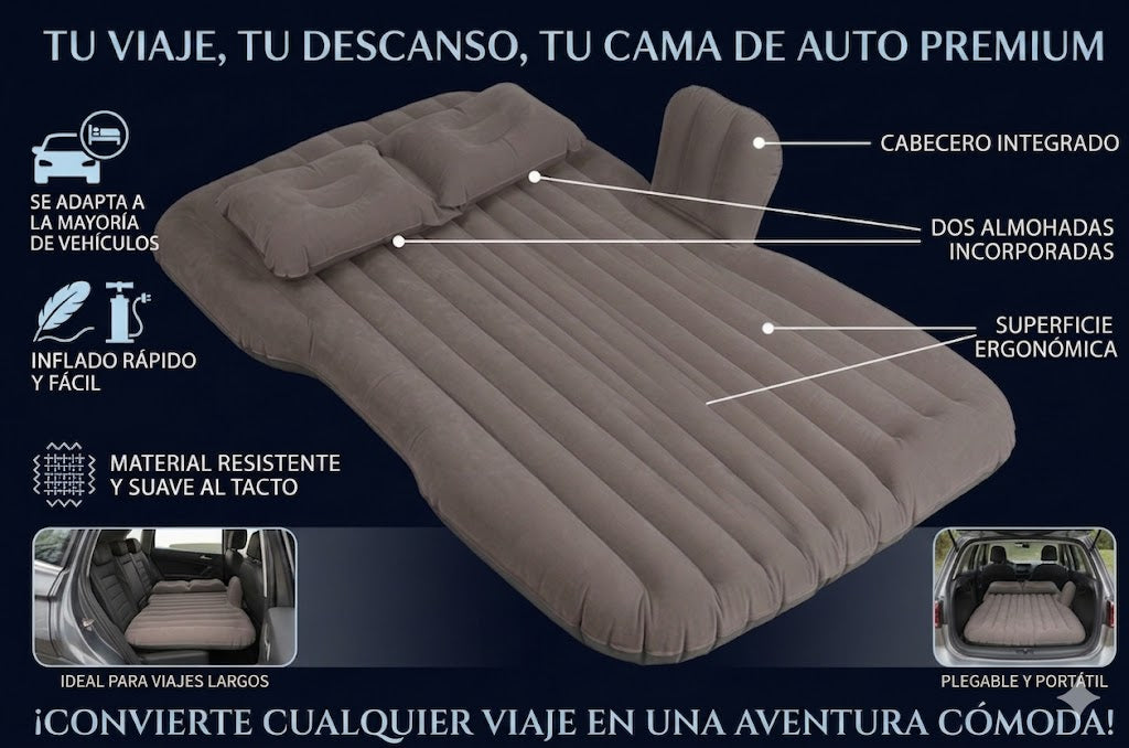 Colchón inflable para asiento de auto