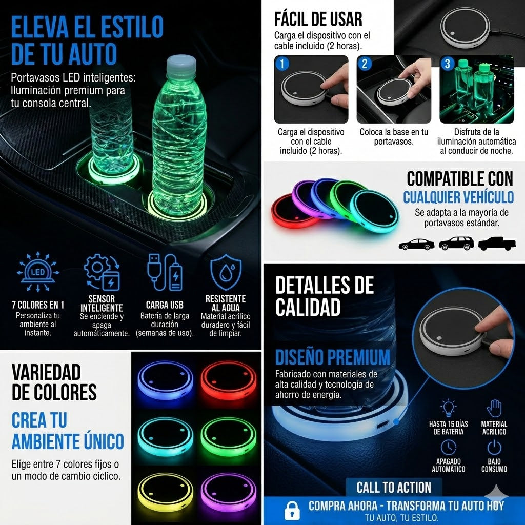 Portavasos LED Multicolor X2